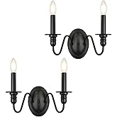 KMaiPem Farmhouse Wall Sconce 2 Pack, Black Wall Sconces Set of Two, Industrial Candle Sconces Wall Lighting, Classic Wall Li