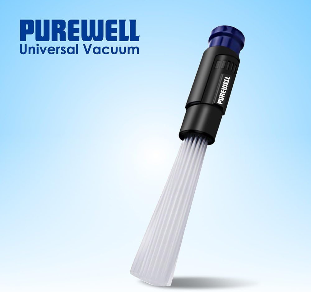 Purewell dust cleaner, Multi-surface Vacuum Cleaner Dust Attachment, Universal design to match most vacuum hose, Small Power Suction Tubes For home, car, drawers, pets, Keyboard cleaner
