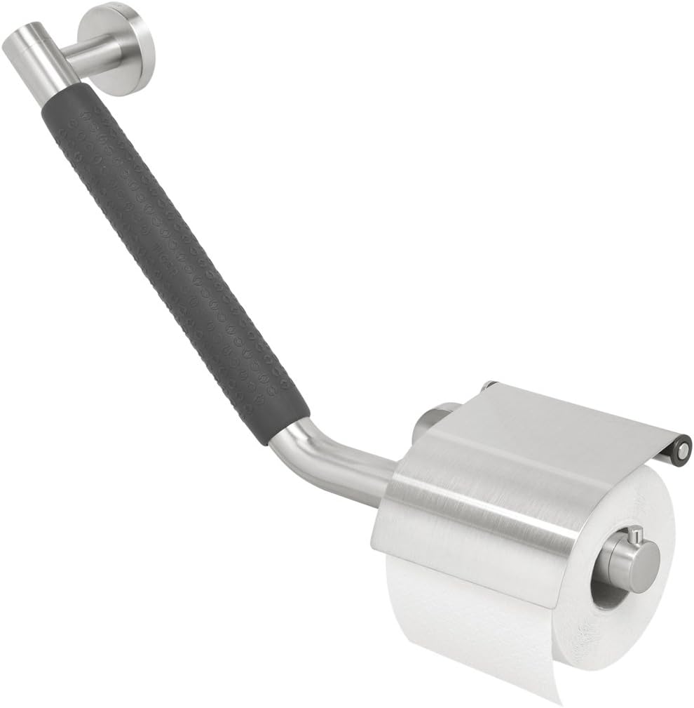 Tiger Boston Comfort & Safety Grab Rail with Toilet Roll Holder, Left, Stainless Steel Brushed, 40.4 x 24.1 x 8 cm - Image 5
