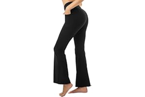 Walifrey Flare Leggings for Women-High Waisted Yoga Pants with Pockets Bell Bottom Pants for Women