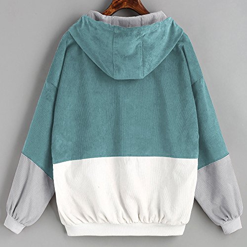 WEUIE Women Outwear Hot Sale! Women Long Sleeve Corduroy Patchwork Oversize Jacket Windbreaker Coat Overcoat (S,Blue )