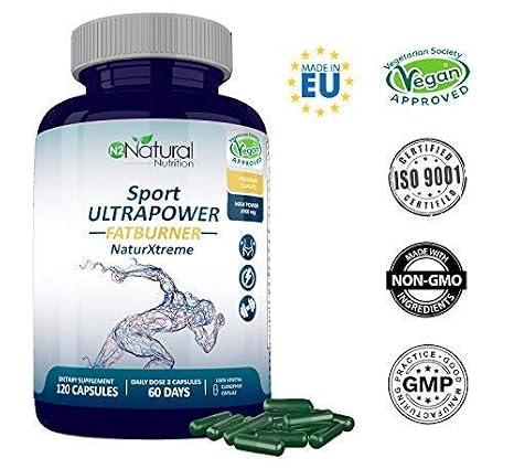 Quemagrasas Natural Termogénico Adelgazante Fat Burner Supresor de Apetito Ingredientes 100% Naturales 120 Cápsulas Vegetal Alta Concentración Certificado VEGANO Fabricado en CE. N2 Natural Nutrition