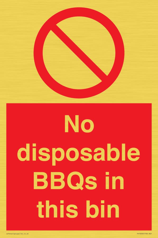 No disposable BBQs in this bin Sign - 200x300mm - A4P
