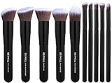 BS-MALL(TM) Makeup Brush Set Premium Synthetic Kabuki Makeup Brush Set Cosmetics Foundation Blending Blush Eyeliner Face Powder Lip Brush Makeup Brush Kit(10pcs, Black Black)