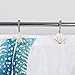 Cyrra Stainless Steel Rust Resistant Double Hooks Glide Shower Ring Hangs for Both Shower Curtain and Liner 12-Pack (Starfish and Shell Double Hook)