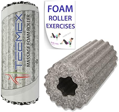 Foam Roller for Muscle Massage - Sculptor Teemex – Self Myofascial Release, Physical Therapy, Tight Muscles, Trigger Points - Exercise Equipment – High Density, Ribbed, Free Exercises