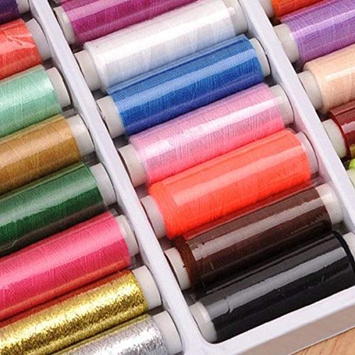 Thread Sewing Kit, SAM 1 Set 39 Mixed Colors Sewing Thread Purpose Polyester Thread for Hand & Sewing Machine Stitching Sewing Accessories for Handicrafts Textile Supplies