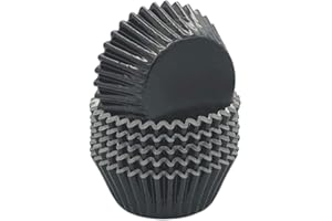 Huaswan Classic Black Paper-Lined Foil Cupcake Liners Standard Baking Cups for Party and More, 120-Count