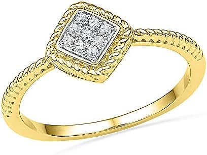 Unique twisted Rope Promise Ring For Her With Diamond Shape Head In 10K Yellow Gold And Diamond (1/16 CTTW)