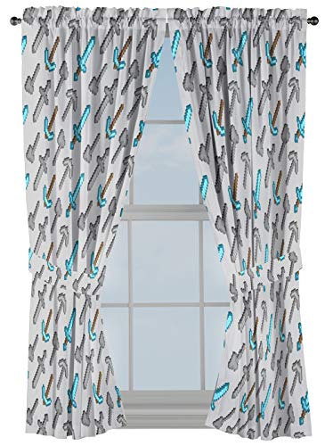 Jay Franco Minecraft Isometric Characters 63" Inch Drapes 4 Piece Set - Beautiful Room DÃ©cor & Easy Set Up - Window Curtains Include 2 Panels & 2 Tiebacks (Official Minecraft Product)