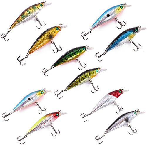 Huoqi 10pcs/Lot 9cm 8G Plastic Fishing Lure Hard Bait with 3D Eyes Swim Bait Artificial Bait Kit Set