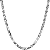 ARGENTO REALE Sterling Silver 2.5MM-5MM Solid Franco Chain Necklace, Round Box Link Chain, Rhodium Necklace, Sterling Silver Necklace 18-30