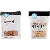 Amazon Brand Happy Belly Whole Raw Almonds (48 Ounce) and Roasted and Salted Peanuts (44 Ounce)