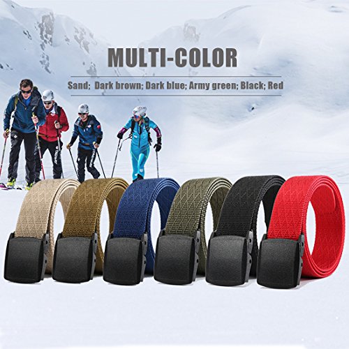 WYuZe Nylon Web Belt Outdoor Men's Military Webbing Brown Belt Plastic Buckle