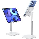 Cell Phone Stand, Adjustable Height Phone Stand for Desk, Eye Level Desktop Phone Holder Compatible with iPhone, Pro Max, Sam
