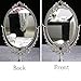 KINGFOM Antique Two Sided Swivel Oval Desktop Vanity Makeup Mirror with Embossed Roses and Mounted Beads for Home, Jewelry or Watches Cosmetics Showcase (Antique Pewter, Standard)