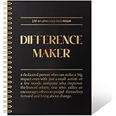 THEBESTU Difference Maker 160 Pages Gold Hardcover Blank Spiral Notebook, Funny Thank You Gifts for Leader School Counselors Nurse Preceptor, Appreciation Gifts for Manager Colleague Mentor