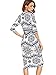 Floerns Women's Porcelain Print Work Sheath Business Pencil Dress Blue L
