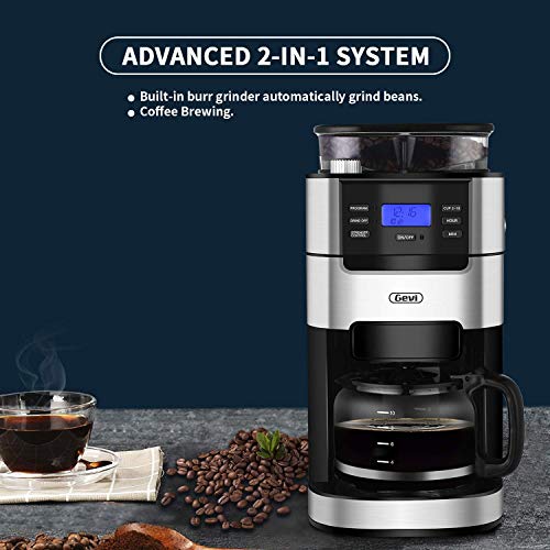 10Cup Drip Coffee Maker, Grind and Brew Automatic Coffee Machine with BuiltIn Burr Coffee