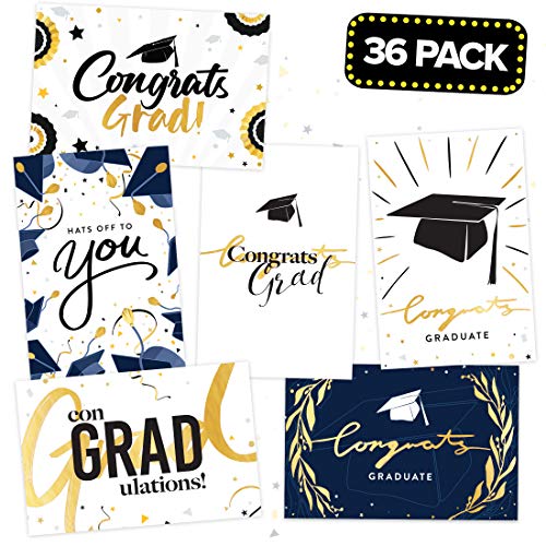 Graduation Cards 2021 Pack 36 Pack Gold Foil and Envelopes Bulk