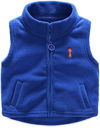 SPRMAG Kids Boy Fleece Solid Vest Turtleneck Coat Sleeveless Zip Up Waistcoat Outerwear 6T Blue