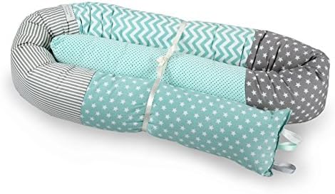 BABY "SNAKE" BED BUMPER FOR CRIB OR JUNIOR BEDS-Aqua &amp; Grey,bed bumper,nursery bedding,nursery décor