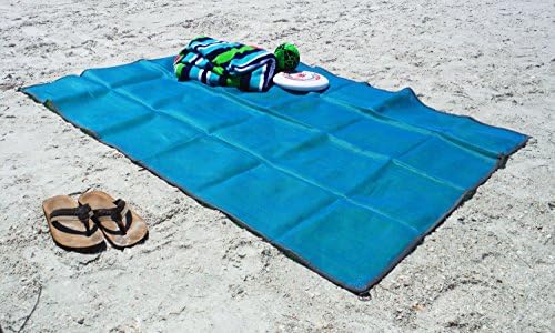 Original Beach Bum - Sand Free Mat - best beach blanket - light weight - folds compact - double layer mesh - blue on one side, green on the other side