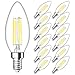 MAXvolador Dimmable E12 Candelabra LED Bulbs 40W Equivalent, Daylight White 5000K, 4W Filament LED Chandelier Light Bulbs, B11 Vintage Edison Clear Candle lamp, Decorative Candelabra Base, Pack of 12