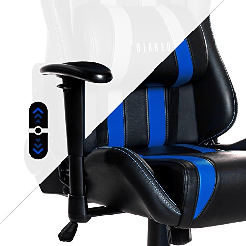 Diablo-X-One-Horn-Sedia-Gaming-da-Ufficio-Braccioli-Regolabili-Meccanismo-di-Inclinazione-Cuscino-Lombare-Finta-Pelle-Portata-Fino-150-kg-NeroBlu