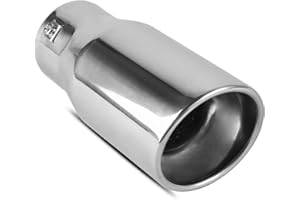 AUTOSAVER88 1.5-2.5 Inch Chrome Exhaust Tip, 1.5"-2.5" Inlet 4" Outlet 9" Long Stainless Steel Exhaust Tip with Adapters, Fits 1 1/2"/1.75"/2.0"/2.25"/2.5" Outside Diameter Tailpipe, Bolt-On, Silver