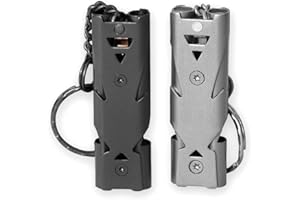 Emergency Whistle, 2PCS Premium Safety Survival Whistles with Lanyard Keychain, 150dB High Decibel Double Tubes Metal Loud Sa