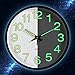 Fasmov Night Light Function Wall Clock with Silent Non-Ticking Night Lights Glow in The Dark 12 inch