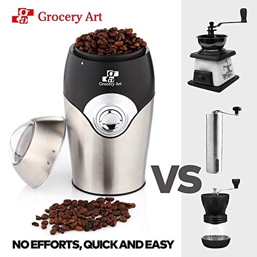 Coffee Grinder Electric - Simple Touch Small & Compact Blade Mill - Automatic Grinding Tool Machine Whole Coffee Beans, Spices, Herbs & Nuts