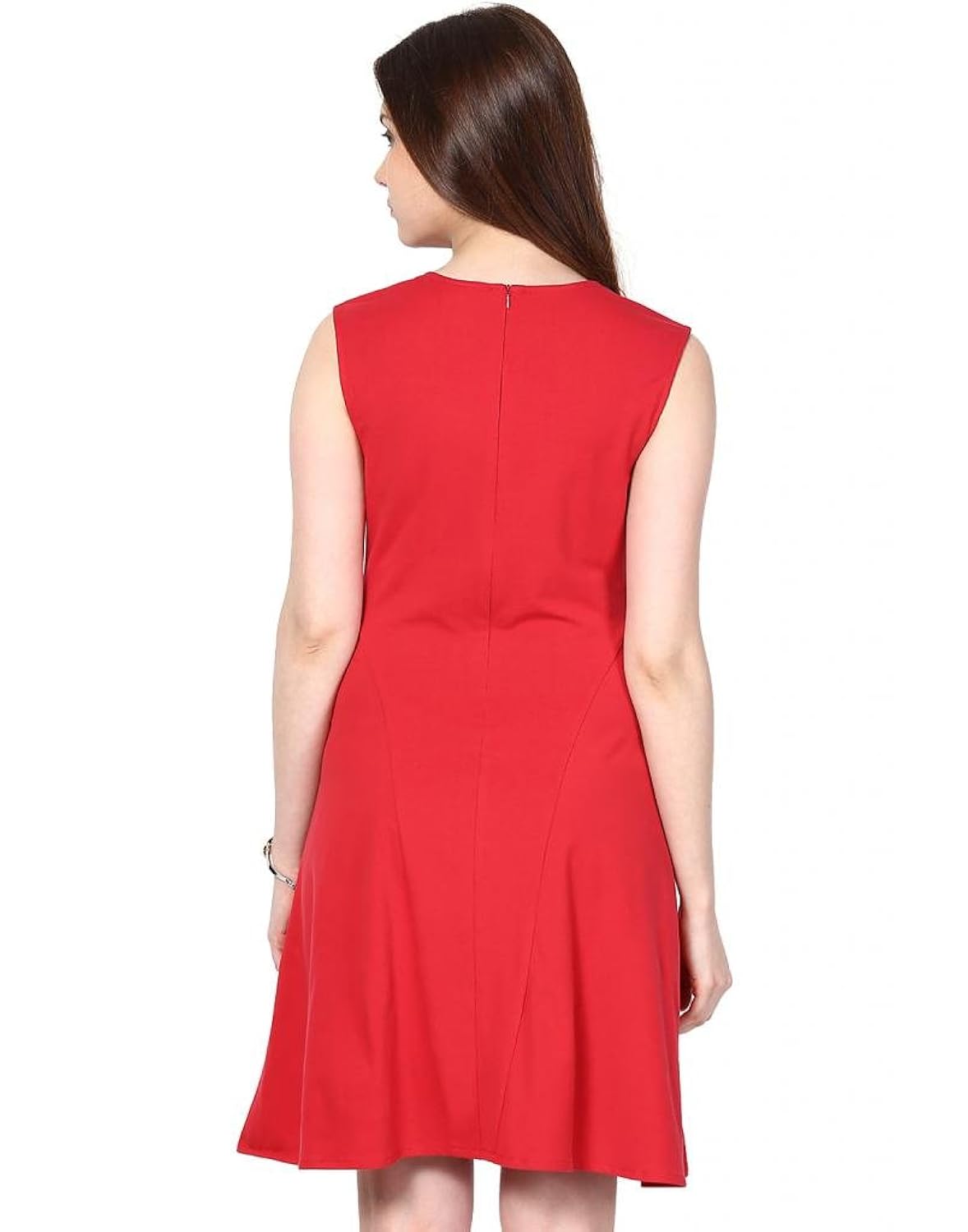 besiva women's cotton sleeveless solid fit and flare dress