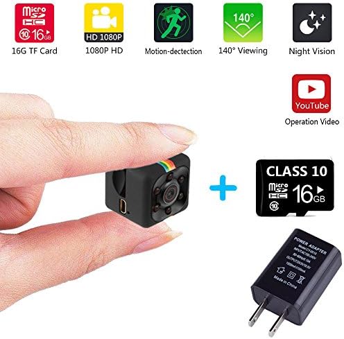Mini Sports Camera DV FPV Full HD 1080P Smallest 16GB TF card 3.6mm IR Night Vision Car DVR Video Recorder Monitoring Motion Detection Wireless Portable Tiny Action Camera Black