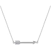 DAOCHONG Arrow Necklace S925 Sterling Silver Classic Love Polished Sideways Arrow Necklace