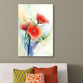 Canvas Wall Art - Watercolor Style Abstract Red Flowers - Giclee Print Gallery Wrap Modern Home Art Ready to Hang - 12x18 inches