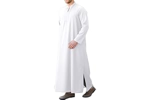LVCBL Kaftan Thobe for Men Big And Tall Muslim Robe Mens Long Sleeve Caftan