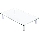 Clear Tempered Glass Computer Monitor Stand Riser for Laptop, Computer, iMac, and All Flat Screen Display, PUTORSEN Desktop S