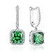 7.85Ct Green Emerald Leverback Dangle Earrings with Halo Cubic Zirconia