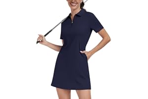 Soneven Womens Tennis Dress Sleeveless Golf Dresses with Shorts and Pockets Ruffle Sleeve Workout Athletic Dresses