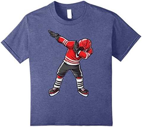 Kids Dabbing Ice Hockey T Shirt Funny Dab Squad Boys Kids Gifts 8 Heather Blue