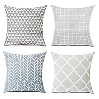 MeGaLuv Pack of 4, Cotton Soft Throw Pillow Case Cushion Cover Decorative Pillowcase for Sofa Bedroom Car 18 x 18 Inch (Pack of 4, 45X45CM)