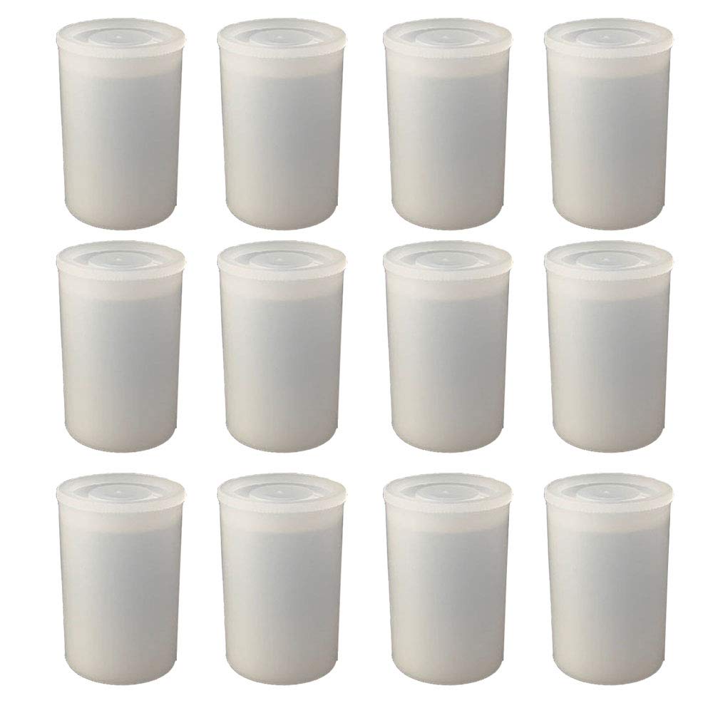 XINGSUI 12Pcs plastic film cans, camera film cans with lids, multifunctional mini storage boxes (White)