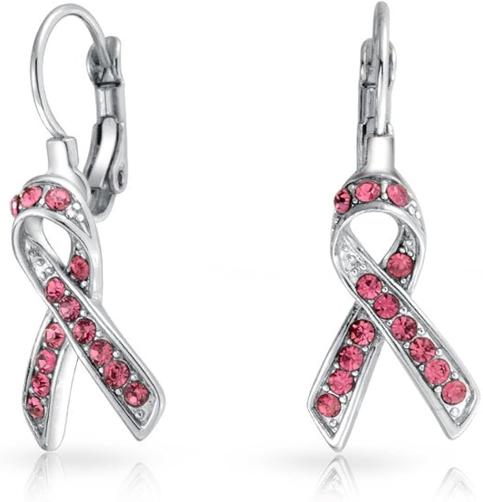 Crystal Pink Breast Cancer Awareness Support Ribbon