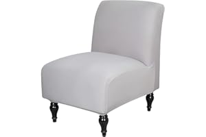 Iauddy Armless Accent Slipper Chair Cover Slipcover,Stretch Spandex Removable Jacquard Non-Slip Silp Cover for Accent Chair Without Arms Furniture Protector for Living Dining Room(Light Gray, 1)