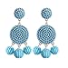 ELEARD Beaded Earrings Elegant Soriee Dangle Bead Disc Bead 3 Ball Dangle Ear Drop Bead Tassel Earrings for Women Light Blue