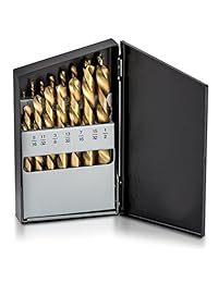 Neiko 10037 una mano izquierda Titanio Juego de brocas, acero de alta velocidad 15-Piece Set 1 16" a 1 2" por 1 32" increment