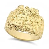 Men's 14k Gold Plated Large Classic Chunky Nugget Ring