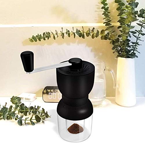 Nurch Manuelle Kaffeemühle mit Keramikgraten, Handkaffeemühle mit Zwei Behältern Verstellbare Grobheit Nachfülldeckel – Bild 8